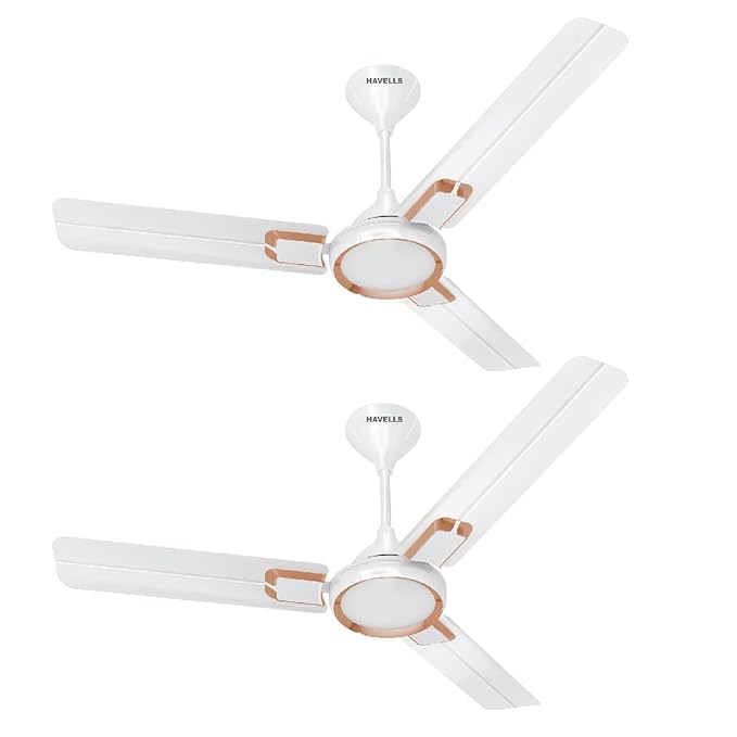 Havells Glaze 1200mm 1 Star Energy Saving Ceiling Fan (Pearl White Copper, Pack of 2)