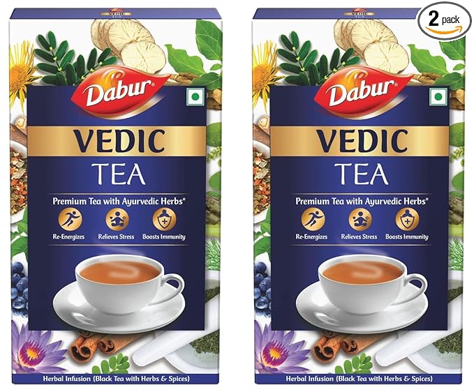 DABUR Vedic Tea-500G X2(Loose Leaves Black Tea) Chai Handpicked From Assam, Nilgiri & Darjeeling Soulful Aroma & Rich Taste Premium Tea,1000 Grams