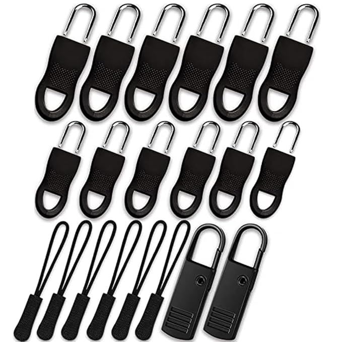 HASTHIP® 20pcs Zipper Pulls Replacement Kit, Universal Zipper Puller, Detachable Zipper Pull Tab for Bags, Purses, Luggage, Backpacks, Jackets, Boots, Tents - 3 Styles, 4 Sizes