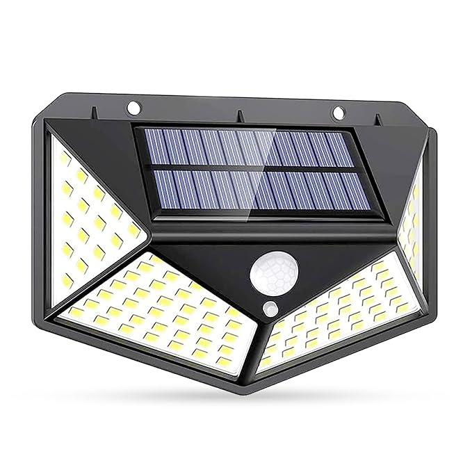 GLUN® Solar Rechargable Light Outdoor 100 LEDs Solar Motion Sensor Light with Solar Panel and 3 Modes with IP65 Protection, Waterproof and Dustproof with Wide Angle Lighting (1)