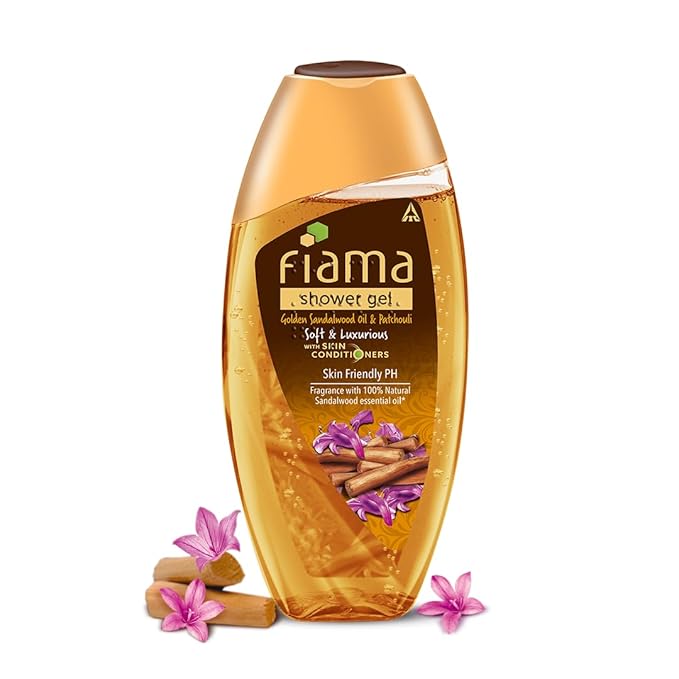 Fiama Body Wash Shower Gel Golden Sandalwood Oil and Patchouli, 250ml, Body Wash for Women & Men with Skin Conditioners for Soft and Luxurious Skin, Suitable for All Skin Types