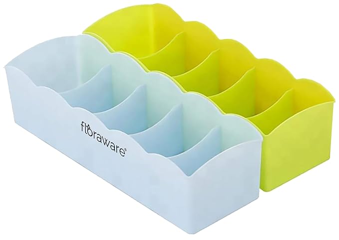 Floraware Plastic Storage Box Drawer Organizer, Underwear Innerwear Socks Undergarments Storage Drawer Organiser set 2 Multicolour