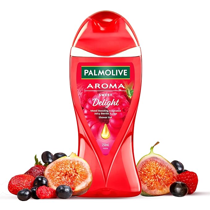 Palmolive Juicy Berries & Figs Aroma Sweet Delight Body Wash | Mood boosting fragrance | Nourishing | For naturally bright skin | No paraben & silicone, pH balanced, Body Wash 250ml