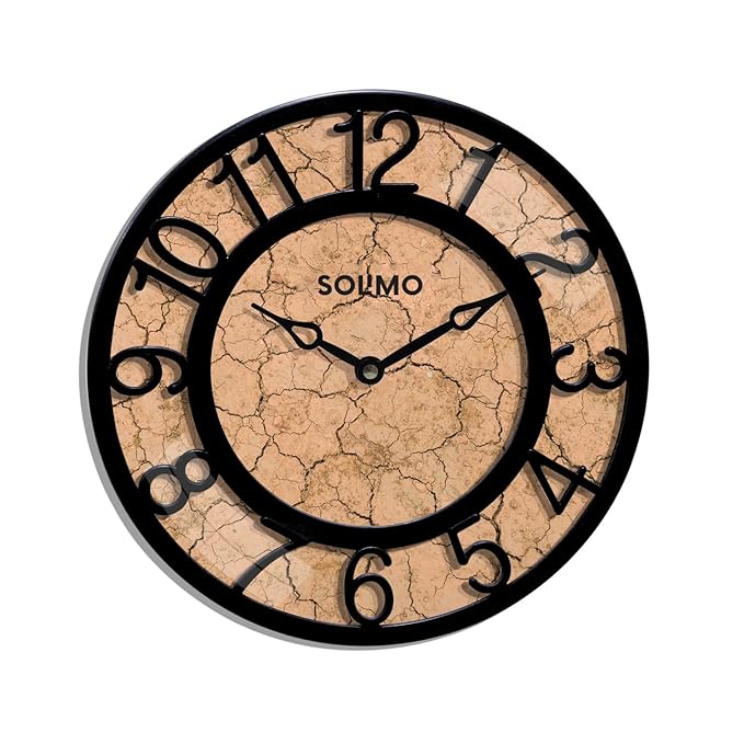Amazon Brand - Solimo 8-inch Plastic Wall Clock/Table Clock - Earth (Black Frame, Quartz Movement)