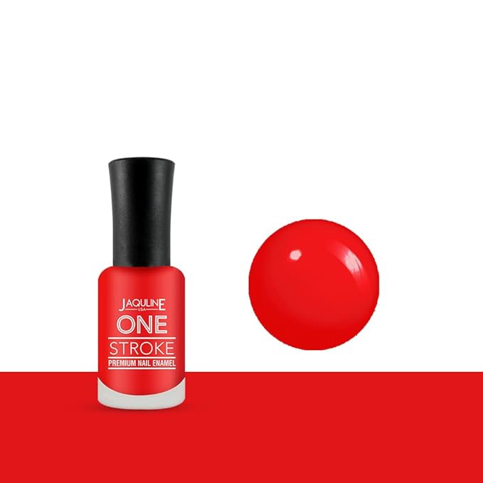 Jaquline USA One Stroke Nail Paint | Chip Resistant | Gel Finish| Seamless Application | Long-lasting | Chemical Free|Red Roses # J02| 8ml