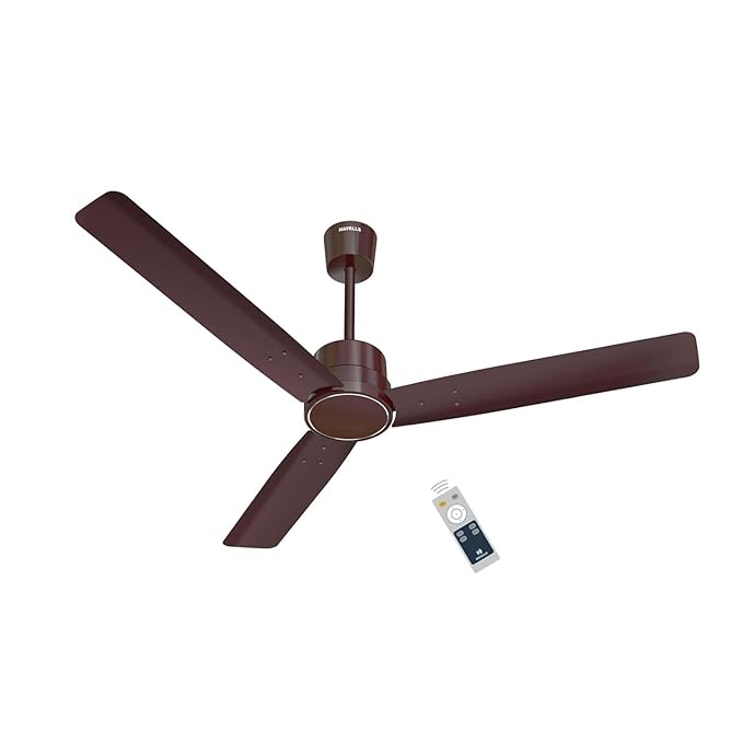 Havells 1200mm Ambrose Slim BLDC Ceiling Fan | Premium Finish, Decorative Fan, Remote Control, High Air Delivery Fan | 5 Star Rated, Upto 60% Energy Saving | 2+1* Year Warranty | (Pack of 1, Brown)