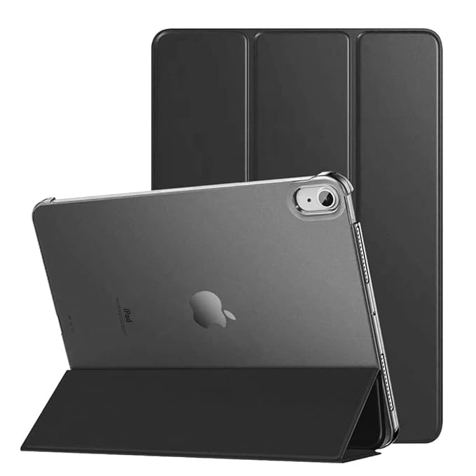 Amazon Basics Smart Trifold Hard Matte Back Flip Stand Case Cover for iPad Air 5th/4th Gen (10.9 inch) | Support 2nd Gen Apple Pencil Charging (Black)