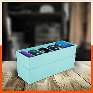 Bathla DORI (Set of 2) Multi-purpose Stackable Drawer Storage Organiser | Organise Socks, Innerwear, Tie, Handkerchief, Jewellery, Stationary, Belt etc.| Jade | 5 Grids  -  Stomo