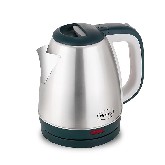 Pigeon by Stovekraft Hot Plus Electric Kettle (16245) with Stainless Steel Body, 1.5 litre, used for boiling Water, making tea and coffee, instant noodles, soup etc. (Green)