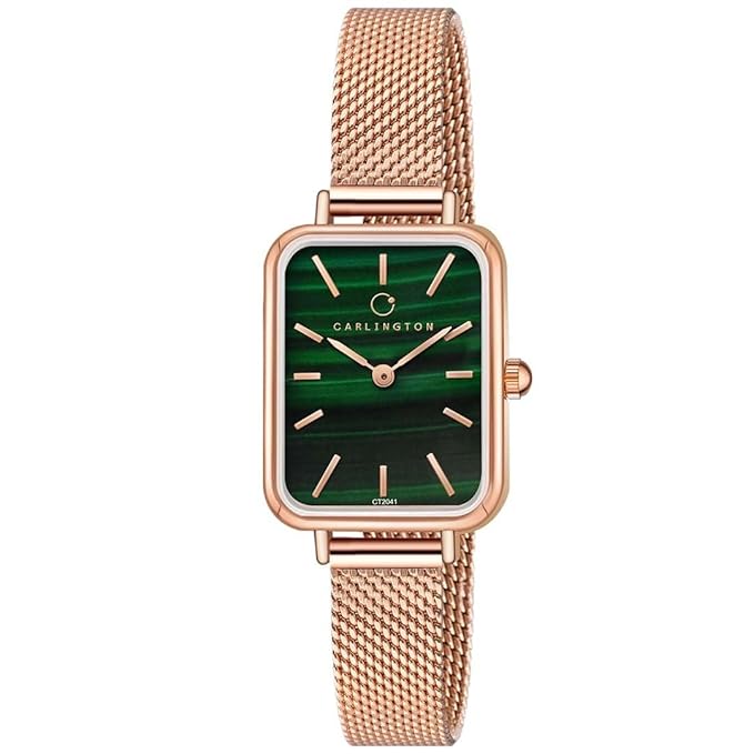 Carlington Iconic 2041 Analog Ladies Watch with Premium Mesh Chain, Scratch-Resistant Dial, and Water-Resistant Body  -  Rectangular Dial Watches for Women and Girls