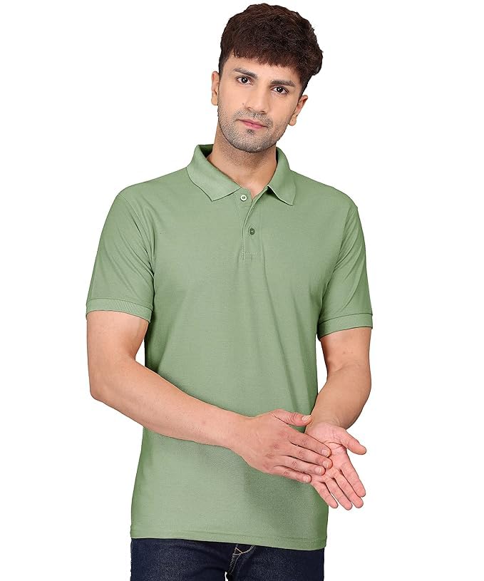 [Size: M] - HOODMASTAR Men's Regular Fit Solid Polo Half Sleeve T-Shirt