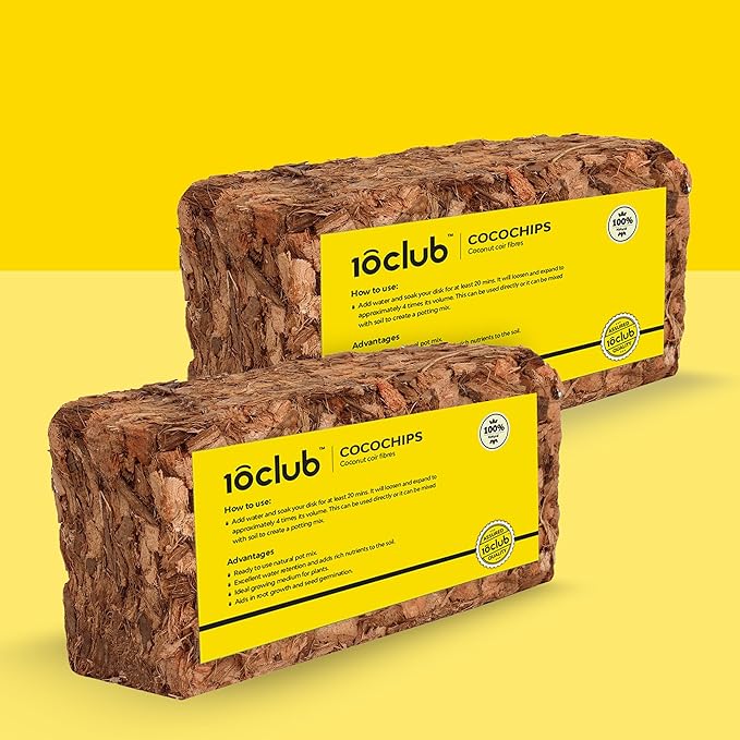 [Apply Coupon] - Kraft Seeds by 10CLUB Cocobricks - (500g Block, Pack of 2) | Natural Coconut Coir Fibres | Nutrient Rich | 100% Natural Eco-Friendly Cocopeat Powder