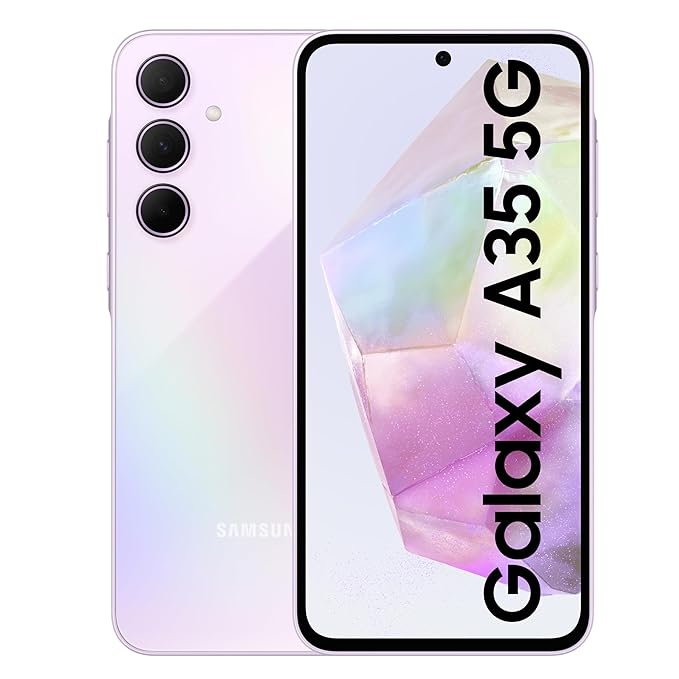 Samsung Galaxy A35 5G (Awesome Lilac, 8GB RAM, 128GB Storage) | Premium Glass Back | 50 MP Main Camera (OIS) | Nightography | IP67 | Corning Gorilla Glass Victus+ | sAMOLED with Vision Booster