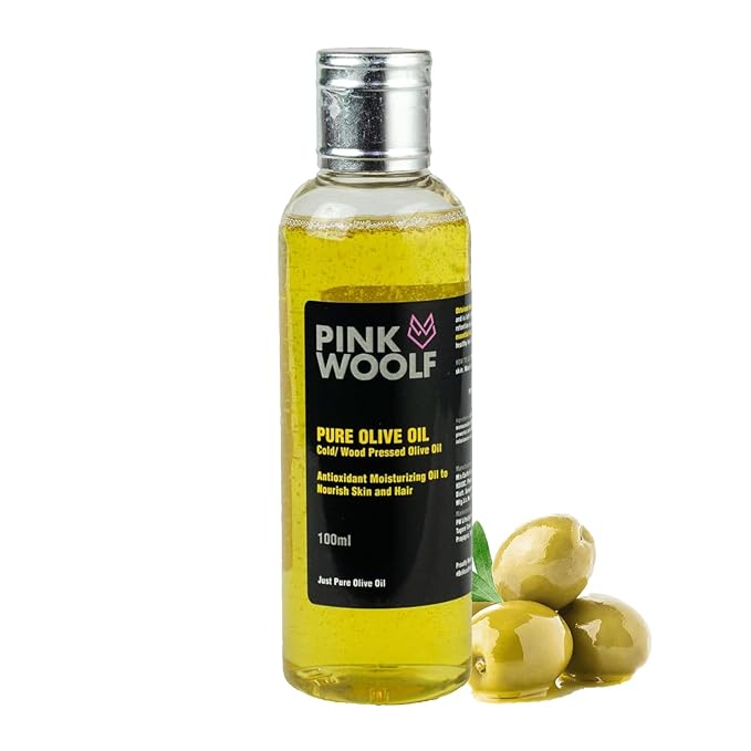 Pink Woolf Olive Oil for Hair and Skin, Light to Apply Olive Oil for Face, Quick to Absorb Olive Oil for Skin Care, Antioxidant Jaitun Oil To Nourish Skin And Hair, All Skin Types - 100ml (Pack Of 1)