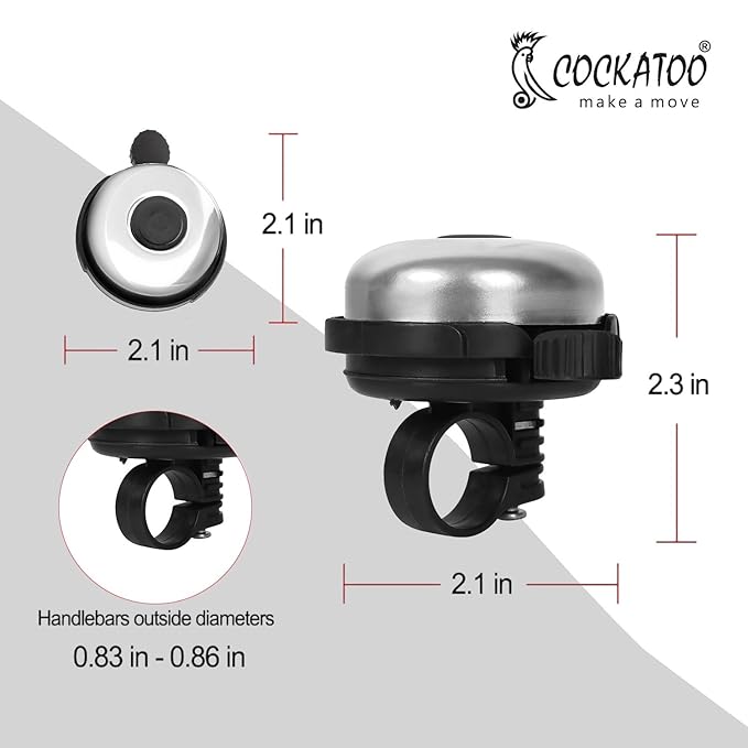 Cockatoo BB01-Lightweight Steel Bicycle Bell, Durable Bell for Cycle, Grey