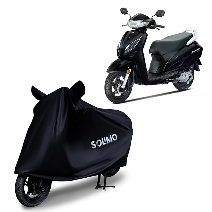 Amazon Brand - Solimo Bike Cover for Honda Activa with Carry Bag | Water Resistant | Dustproof | UV Protection (Black)