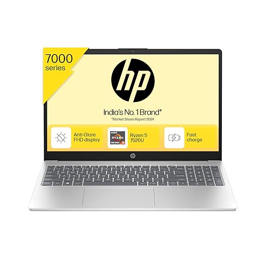 [Apply Coupon] - HP 15, AMD Ryzen 5 7520U, 16GB DDR5, 512GB SSD, (Win 11, Office 21, Silver, 1.59kg), Anti-Glare, Micro-Edge, 15.6-inch(39.6cm), FHD Laptop, AMD Radeon Graphics, 1080p FHD Camera, Backlit KB, fc0156AU