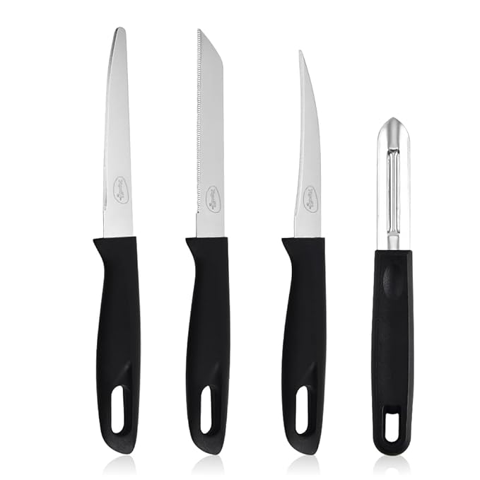 Pigeon by Stovekraft Edge High Grade Stainless Steel 4 Pcs Kitchen Knife Set | Black