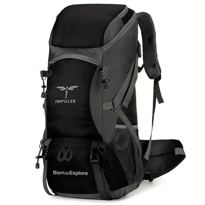 [Apply Coupon] - Impulse Rucksack Bags 55 Litres Travel Bag For Men Tourist Bag For Travel Backpack For Hiking Trekking Bag For Men Camping At 55 With 1 Year Warranty, Black