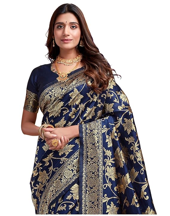 [Apply Coupon] - SIRIL Women's Silk Jacquard Saree With Unstitched Blouse Piece