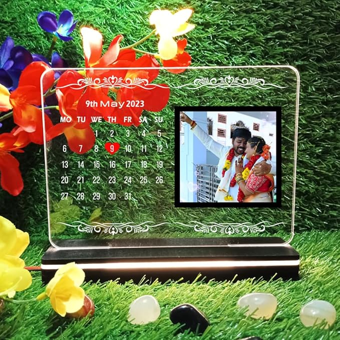 Personalized LED Light Photo Frame for Anniversary/Birthday Calendar | Best & Unique Gift For Friend, Sister, Girlfriend, Boyfriend, Husband, Wife.