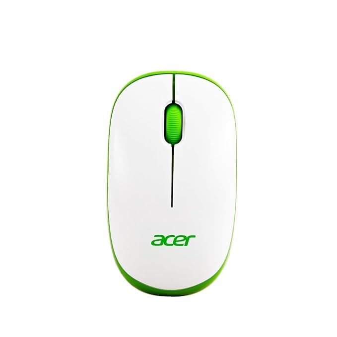 Acer Wireless Mouse (1600 DPI/2.4 GHz Wireless Frequency/Optical Sensor/USB Dongle) | Color: White/Green