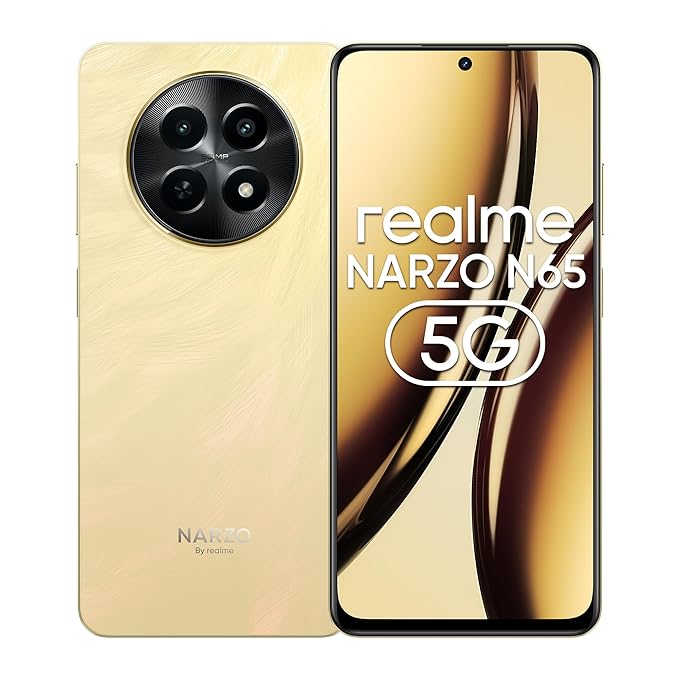 [Apply Coupon] - realme NARZO N65 5G (Amber Gold 6GB RAM, 128GB Storage) India's 1st D6300 5G Chipset | Ultra Slim Design | 120Hz Eye Comfort Display | 50MP AI Camera| Charger in The Box