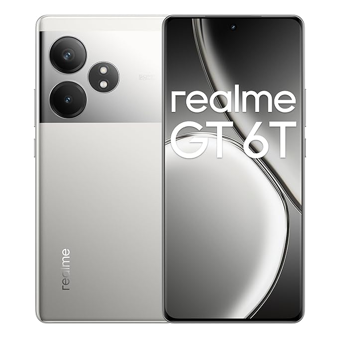 [Apply Coupon] - realme GT 6T 5G (Fluid Silver,8GB RAM+128GB Storage) | India's 1st 7+ Gen 3 Flagship Chipset | 1.5M+AnTuTu Score | 5500mAh+120W | The World's Brightest Flagship Display