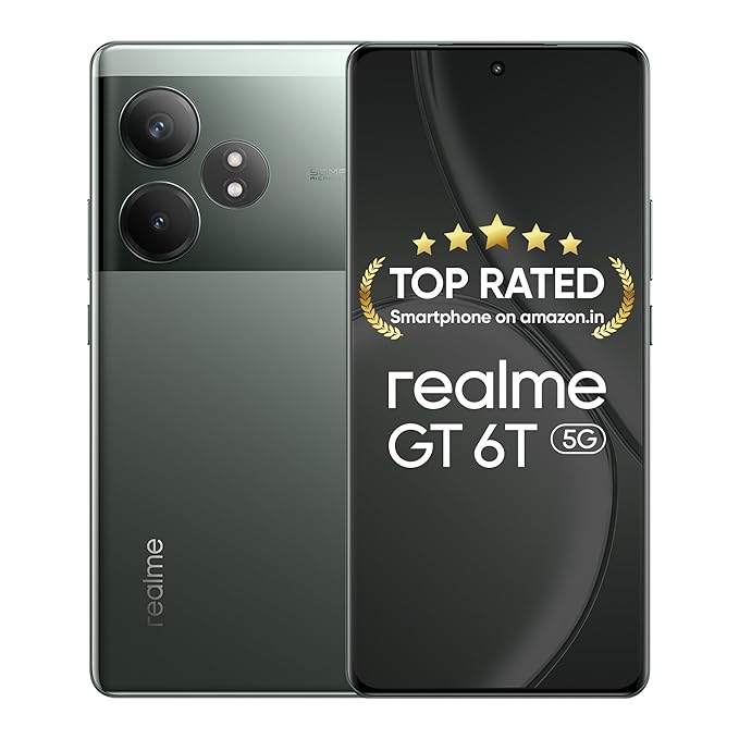 [Apply Coupon] - realme GT 6T 5G (Razor Green,12GB RAM+512GB Storage) | India's 1st 7+ Gen 3 Flagship Chipset | 1.5M+AnTuTu Score | 5500mAh+120W | The World's Brightest Flagship Display