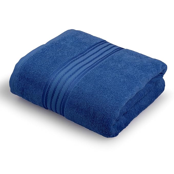 Himeya 100% Cotton Towels for Bath |Large Size Bath Towel| 380 GSM | 1 Piece Bath Towel for Men/Women |70 cms x 140 cms - Iris Blue