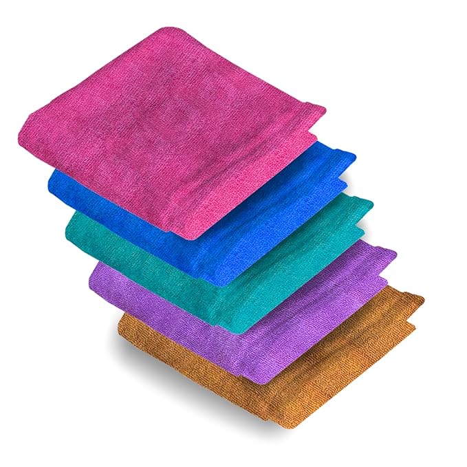 ELEGANT WEAVERS Bath Towel | Face Towels Set of 5 | 200 GSM | Ultra Soft, Absorbent, & Quick Dry Towels for Facewash, Gym, Travel | Suitable for Sensitive/Acne Prone Skin | Microfiber Towel for Face