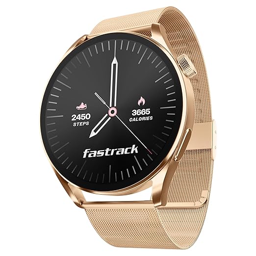 Fastrack Dezire FX1 Luxury Metal Smart Watch, 1.38 UltraVU HD Display, Functional Crown, SingleSync BT Calling, AI Voice Assistant, 100+ Smartwatch Faces, IP68, Upto 5 Day Battery (Rose Gold)