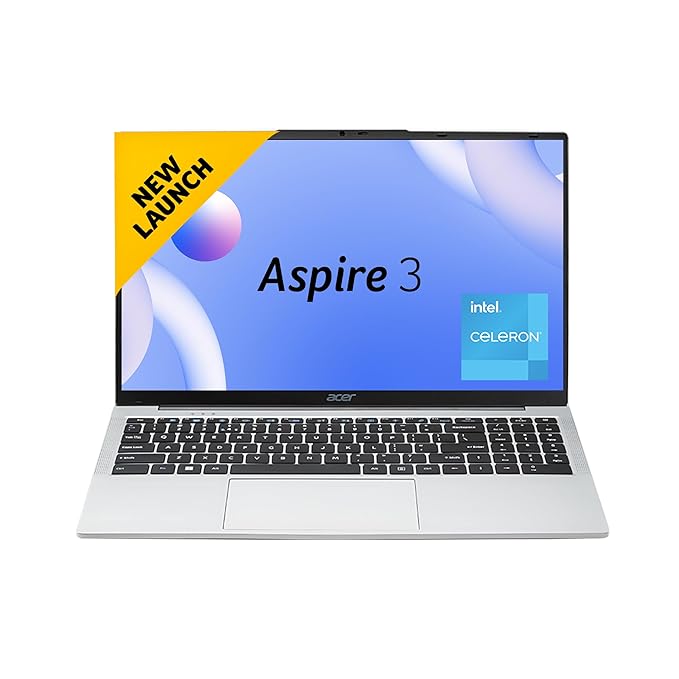 Acer Aspire 3 Laptop Intel Core Celeron N4500 Processor Laptop (8 GB LPDDR4X SDRAM/256 GB SSD/Win11 Home/38 WHR/HD Webcam) A325-45 with 39.63 cm (15.6") HD Display, Pure Silver, 1.5 KG