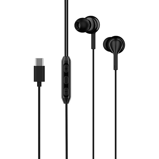 boAt Bassheads 100 C Wired Earphones with Type-C Jack, in-Line Microphone, in Ear, 10Mm Drivers, Signature Sound, Integrated Controls & Multi-Os Compatibility(Black)