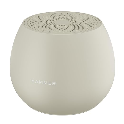 HAMMER Drop 5W Bluetooth Wireless Speaker with Twin Pairing, 1200 mAh Battery, 100H Standby Time, TWS Function, TF Card, USB Slot, Auto-Pairing, in-Built Mic, Type-C Charging, 52mm Driver (Beige)