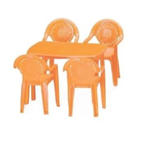 Nilkamals Toyset - Gifts for Any Occasion of Kids 4 Toy Chair and 1 Table- Orange Color (Plastic)