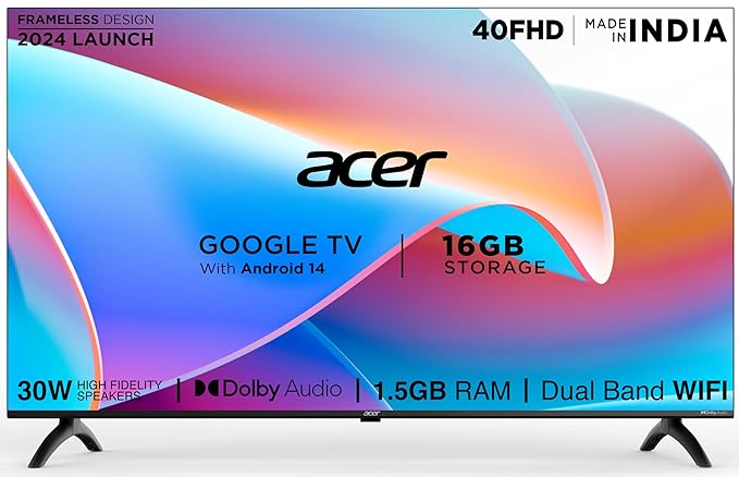 Acer 100 cm (40 inches) I Pro Series Full HD Smart LED Google TV AR40FDIGU2841AT (Black)