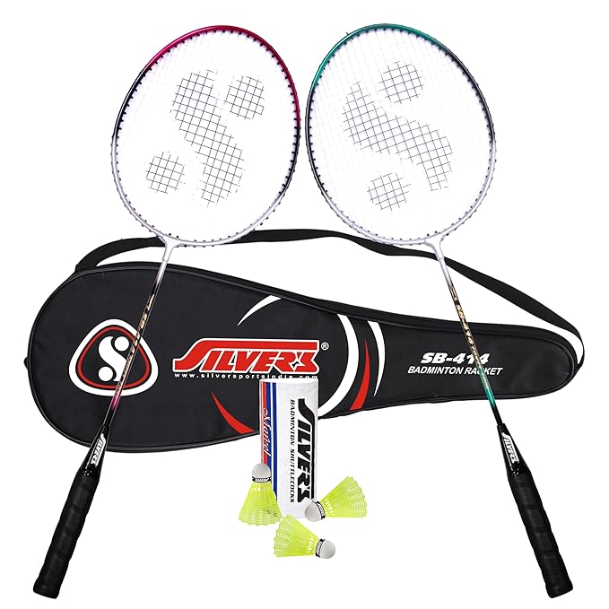 Silver's SB-414 Badminton Kit (2 Racquets with Full Cover, 1 Box Shuttlecock Pack of 3)