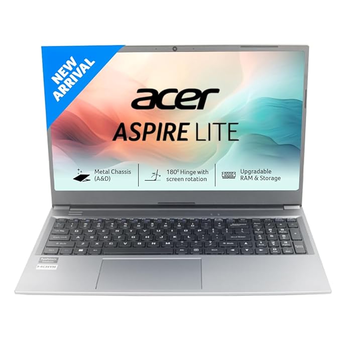 Acer Aspire Lite 13th Gen Intel Core i3-1305U Thin and Light Premium Laptop (Windows 11 Home/8 GB RAM/512GB SSD/36 WHR) AL15-53 with 39.62cm (15.6") Full HD Display, Metal Body, Steel Gray, 1.59 KG