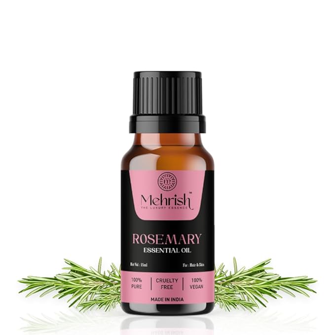 [Apply Coupon] - Mehrish Rosemary Essential Oil for Hair Growth, Hair Fall Control and Nourishment, Skin Care 100% Pure, Natural and Undiluted |15ml Bottle | The Luxury Essence