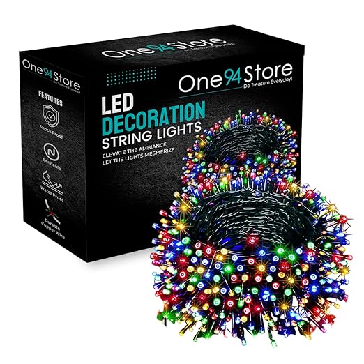 One94Store 12 meters - ConvertLong LED Power Pixel Serial String Light, 360 Degree LED Bulb Light Series Copper Led Pixel String Light for Home Diwali, Christmas Decoration (Multicolor, Pack of 1)