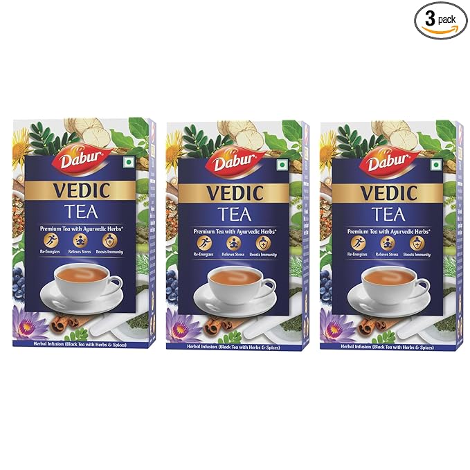 [Apply Coupon] - Dabur Vedic Tea - 250g x Pack of 3 (Black Tea) | Handpicked from Assam, Nilgiri & Darjeeling | Soulful Aroma & Rich Taste | Premium Tea