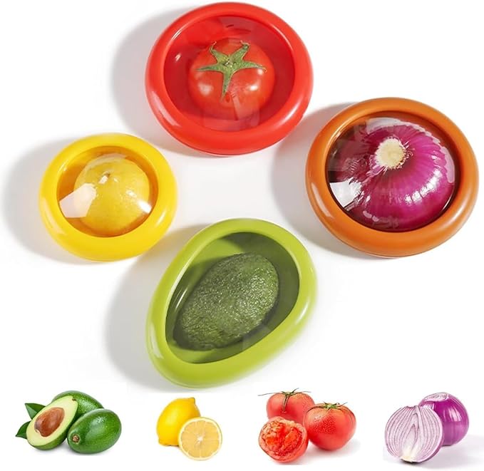 [Apply Coupon] - upsimples Fruit and Vegetable Anti-Oxidation Storage Box,Fruit Storage Containers for Fridge, Silicone Food Storage Containers (Fruit and Vegetable cover (4 Pc))