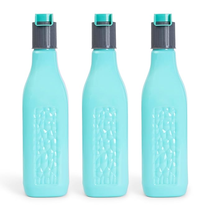 HomeWiz Unbreakable Plastic Water Bottle I Leak Proof I BPA Free Food Grade Fridge Water Bottle I Ideal for Gym, Office, Home, Travel, College, Easy to Clean, 1 Litre Each, Set of 3, Assorted