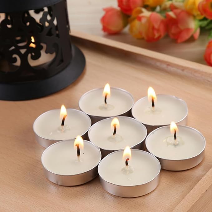 Mkd2 Rise Wax Tea Light Candle (White, Pack of 6) Smokeless Candles for Diwali Decoration, Home Decor, Tea Light Candles