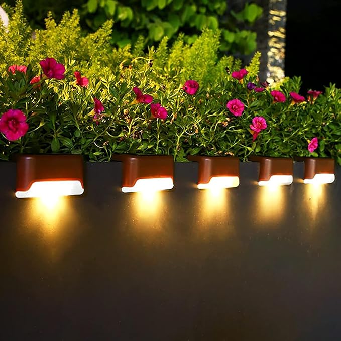 TECH LOGO ELECTRONICS Solar Deck Lights Solar Step Lights Outdoor Solar Fence Lights Waterproof for Outdoor Stairs, Step, Fence, Yard, Patio, and Pathway(Warm White) (1)