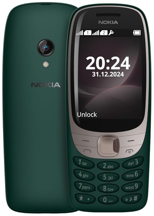 Nokia 6310 Dual SIM Keypad Phone with a 2.8 Screen, Wireless FM Radio and Rear Camera with Flash | Green