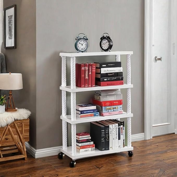 [Apply Coupon] - YouCopia Book Self  -  4 Layer Portable Book Shelf, Kids Books Racks for Home Plastic, Bookshelf for Home, Book Shelves, Book Stand, Book Organizer, Book Rack for Study Room/Library/Bedroom White