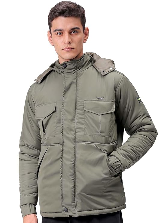 [Size: L] - The Indian Garage Co Men'S Polyester Standard Length Winter Jacket