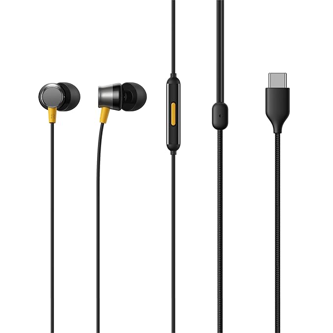 realme Buds 3 Wired Earphone with Type-C Jack,in-line Microphone, 9mm Drivers, Intigrated Controls (Black)